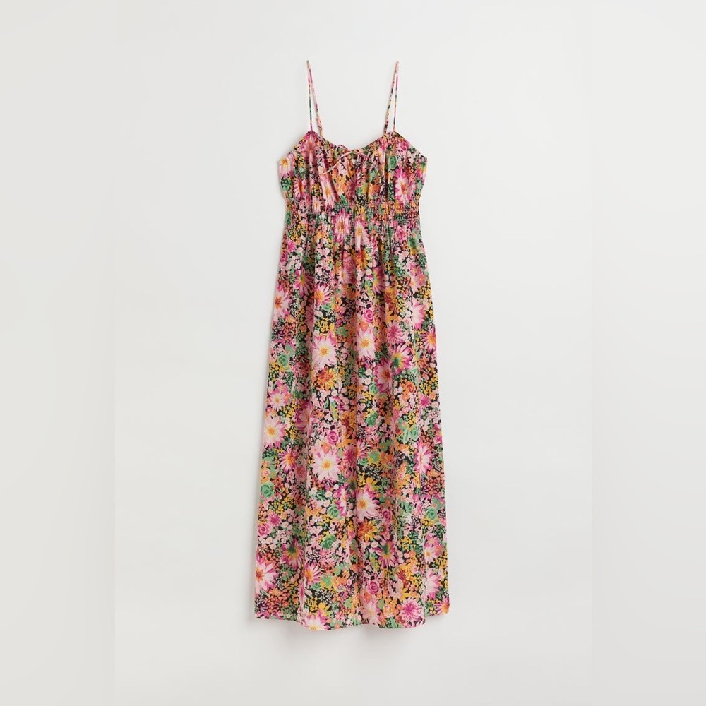 Smoked cotton midi dress